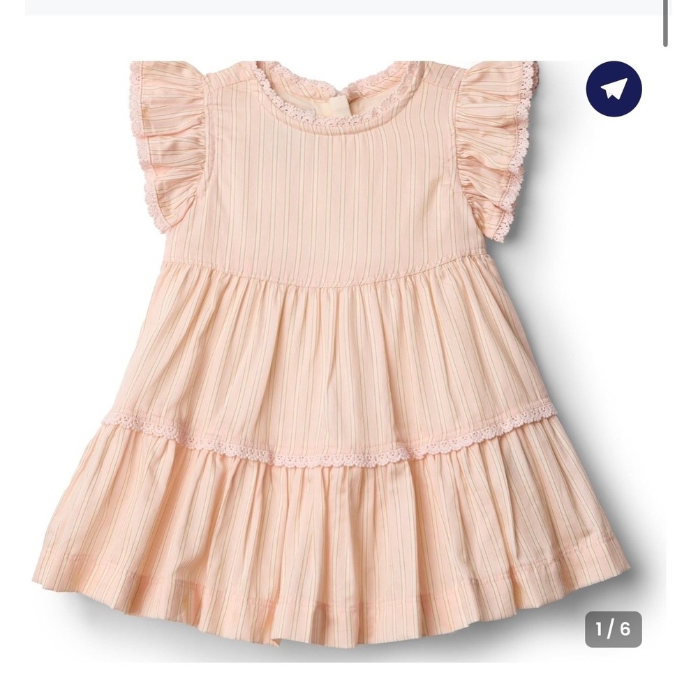 Amazon Essentials x Sofia Grainge Peach Classic Stripe Tiered Dress 3T NEW